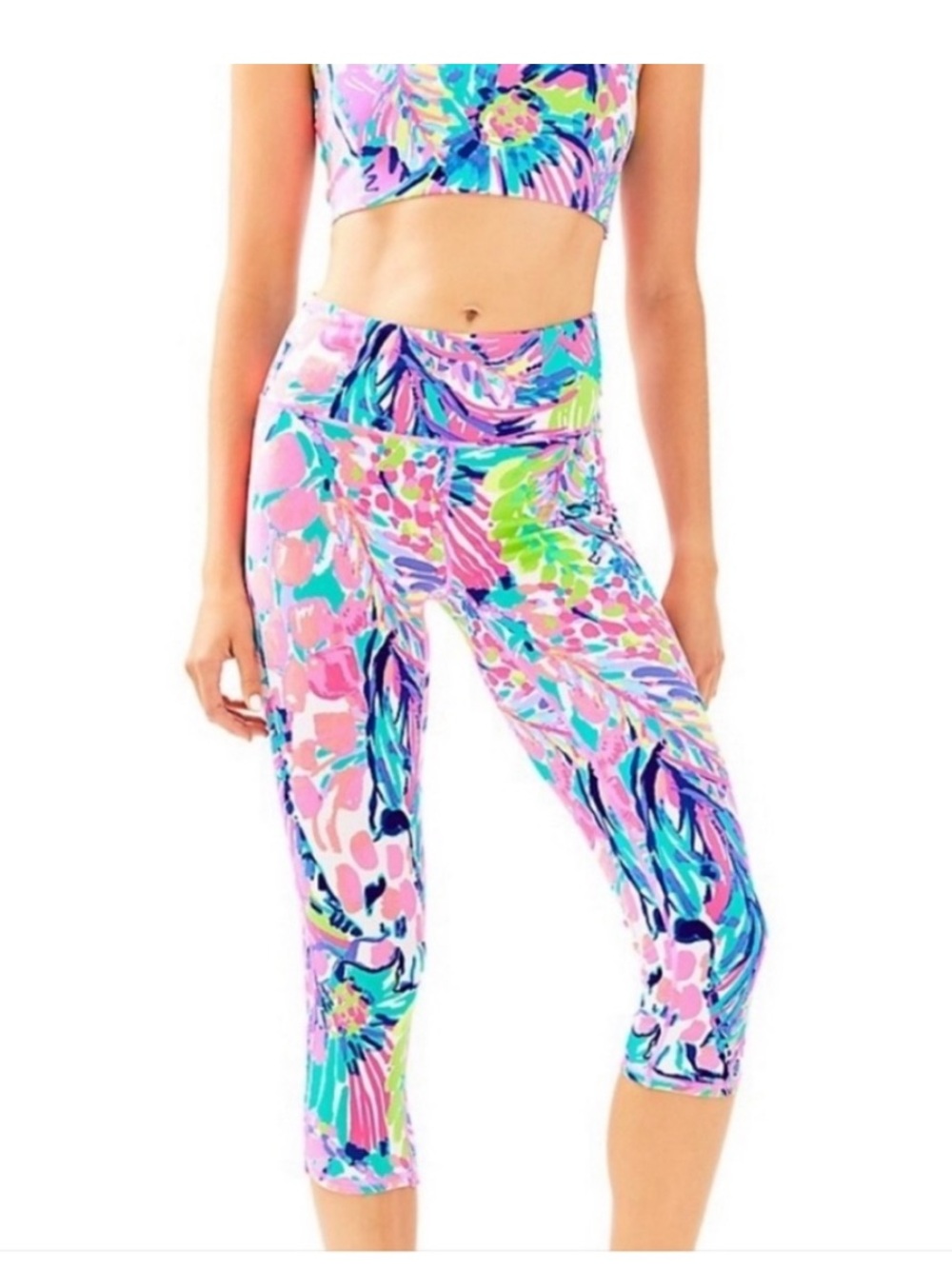 Lilly Pulitzer Luxletic High Rise Weekend Leggings SZ M Gumbo Limbo